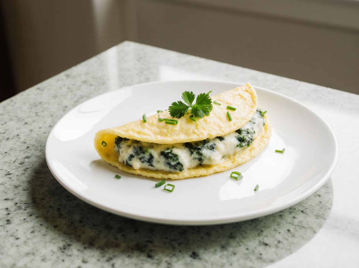 Omelette aux fines herbes cuite à l'Airfryer.