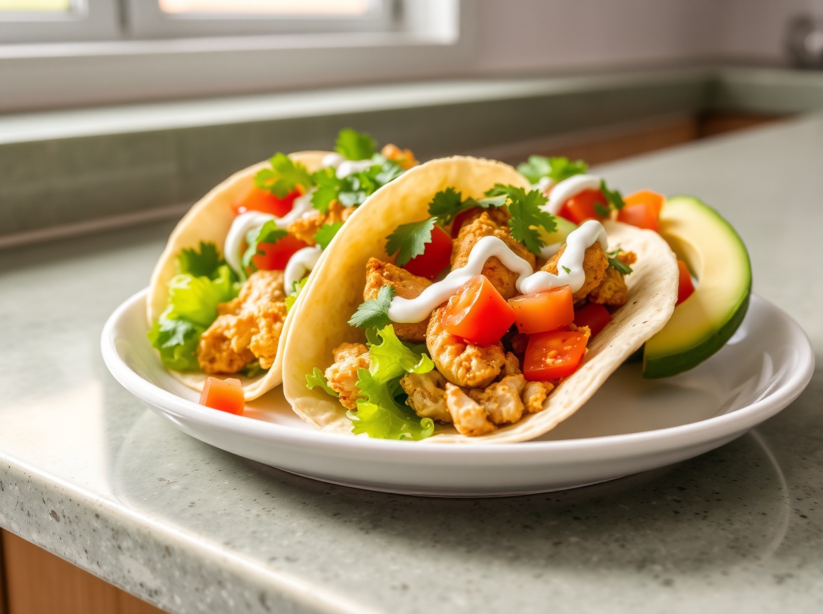 Ces délicieux tacos de poulet préparés au airfryer.