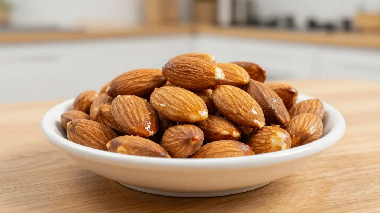 Savoureuses amandes grillées préparées au Airfryer, croustillantes et délicieuses.