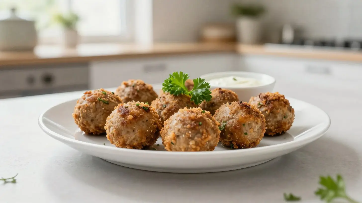 Délicieuses boulettes de bœuf cuites à perfection dans un airfryer, croustillantes à l'extérieur et tendres à l'intérieur.