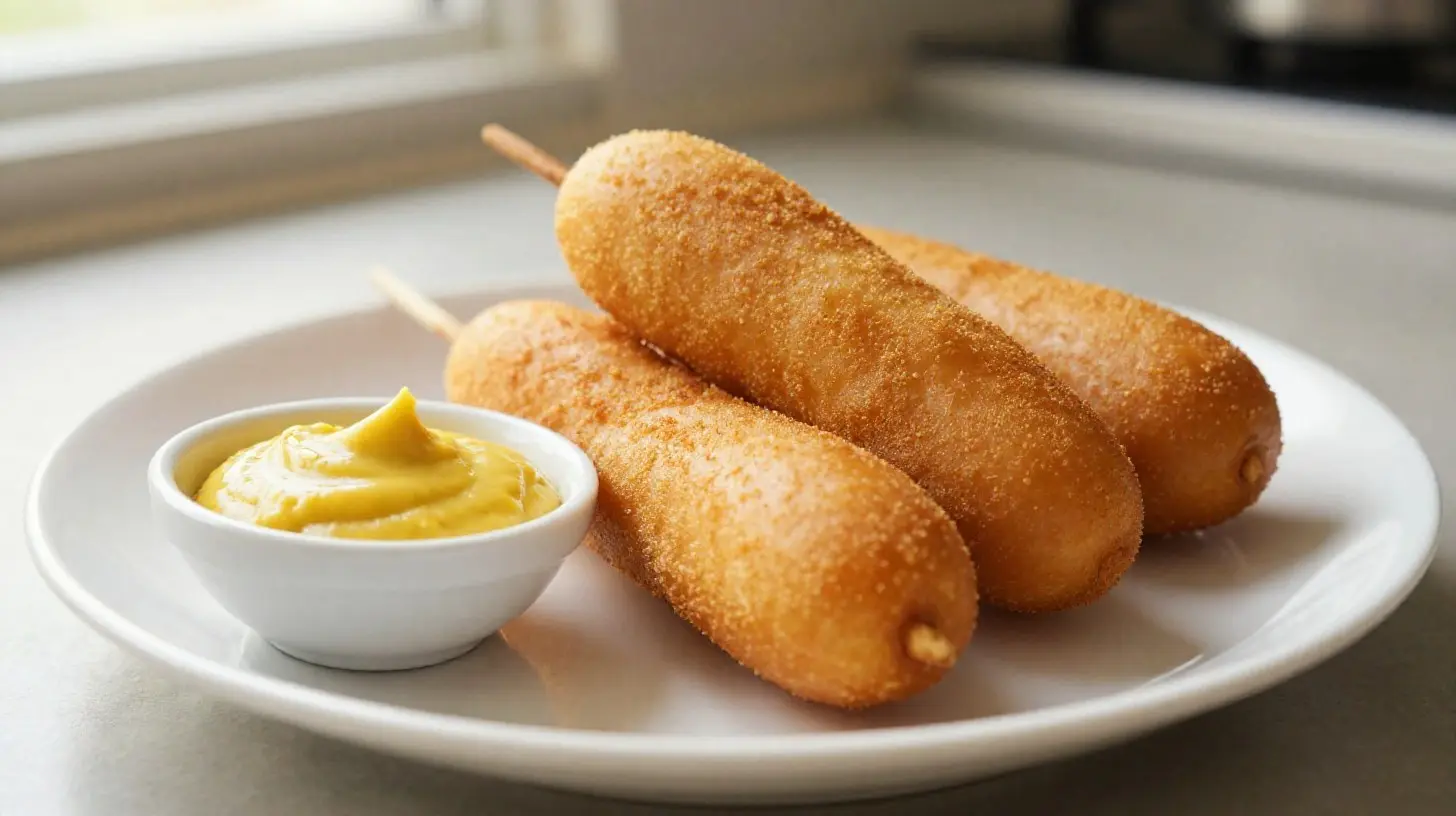 Délicieux corn dogs croustillants préparés facilement au airfryer.