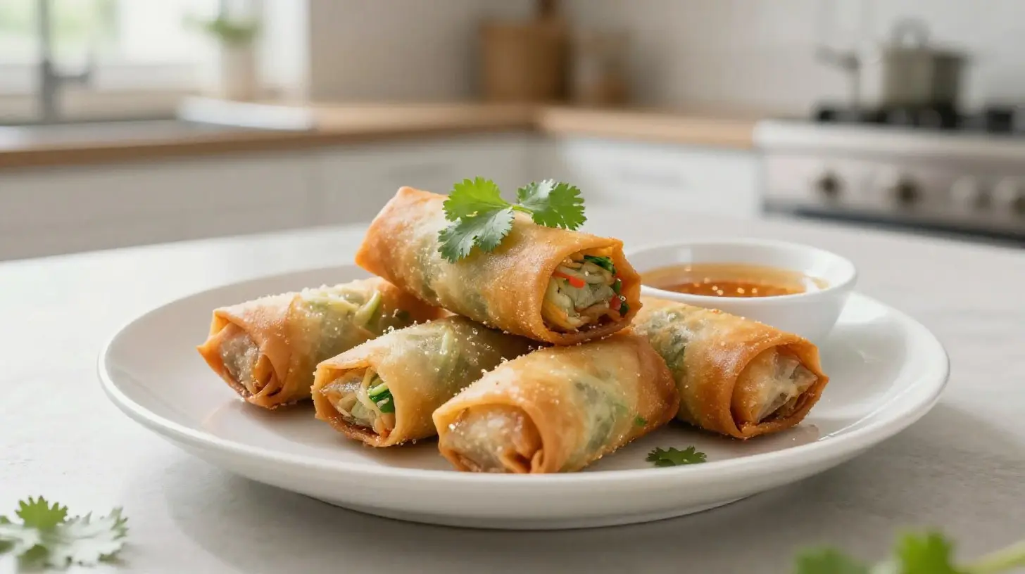 Savoureux nems aux légumes cuits à la perfection dans un Airfryer, croustillants et légers.