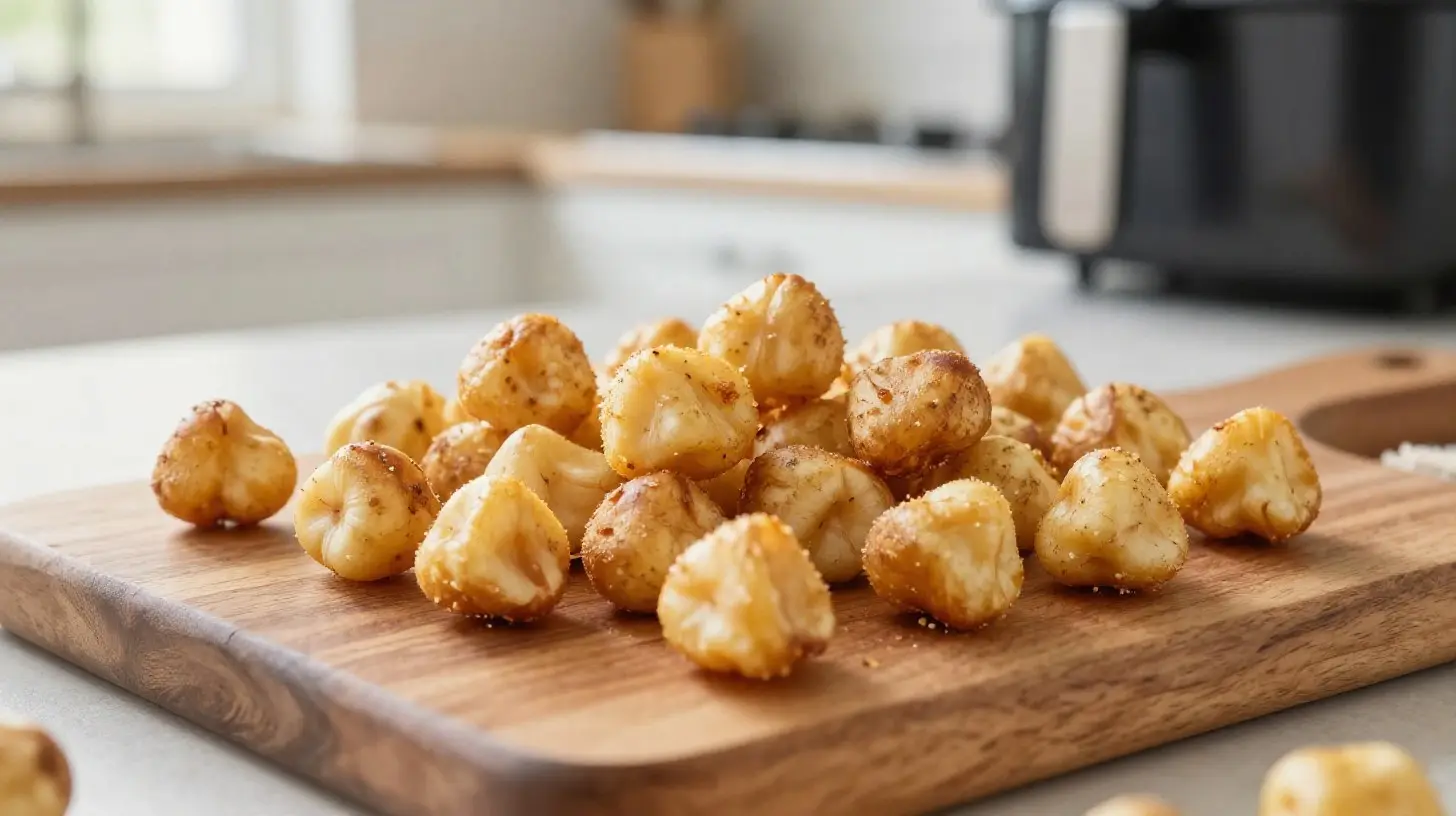Délicieuses pommes de terre noisettes croustillantes préparées au airfryer.