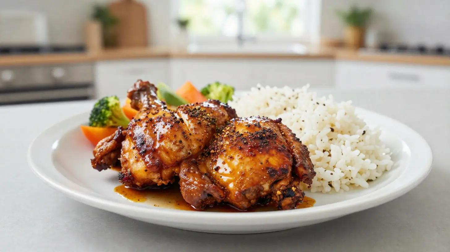 Délicieux poulet jerk préparé dans un Airfryer pour une cuisson parfaite et savoureuse.