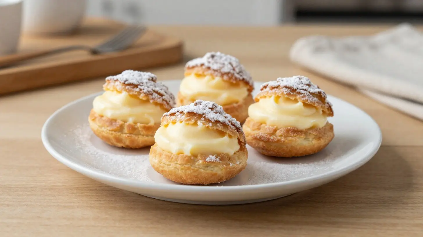 Délicieuses profiteroles cuites à la perfection dans un airfryer, légères et croustillantes.