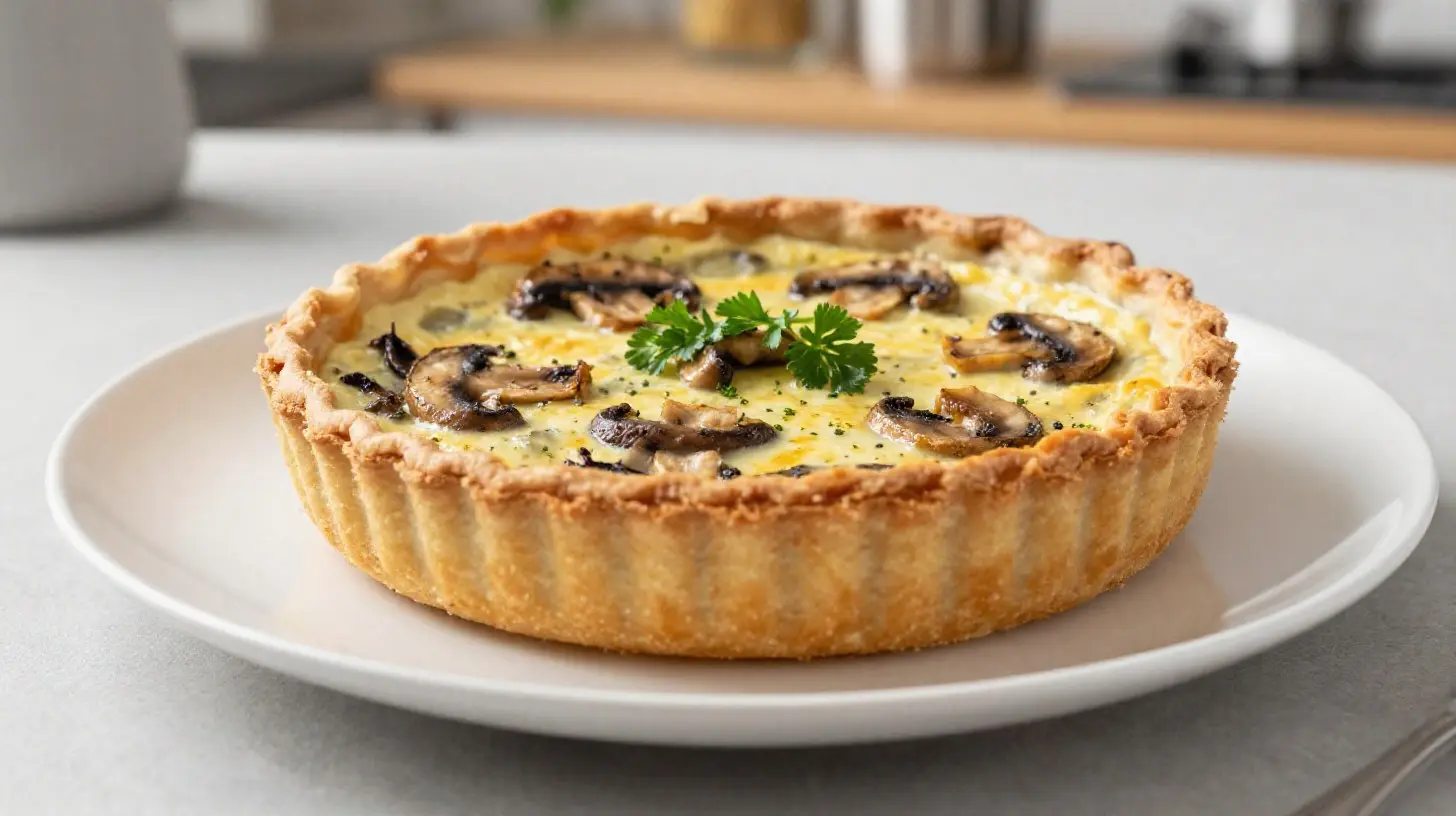 Quiche savoureuse aux champignons cuite à la perfection dans un Airfryer.