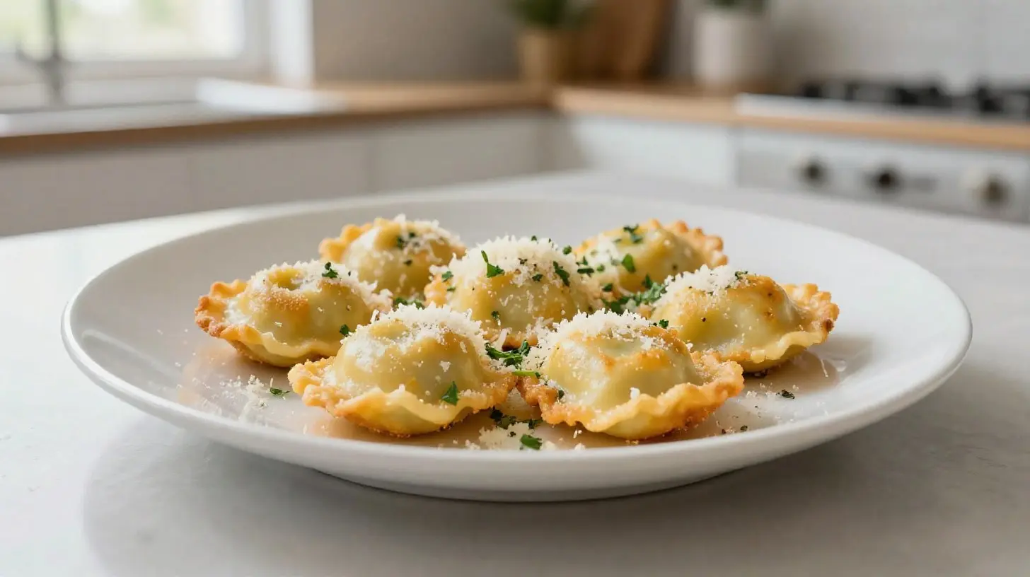 Raviolis frits croustillants préparés à la perfection dans l'airfryer.