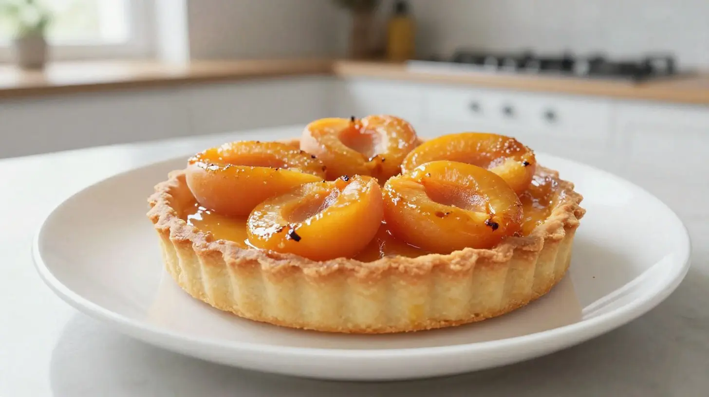 Délicieuse tarte aux abricots préparée dans un airfryer, croustillante et parfumée.