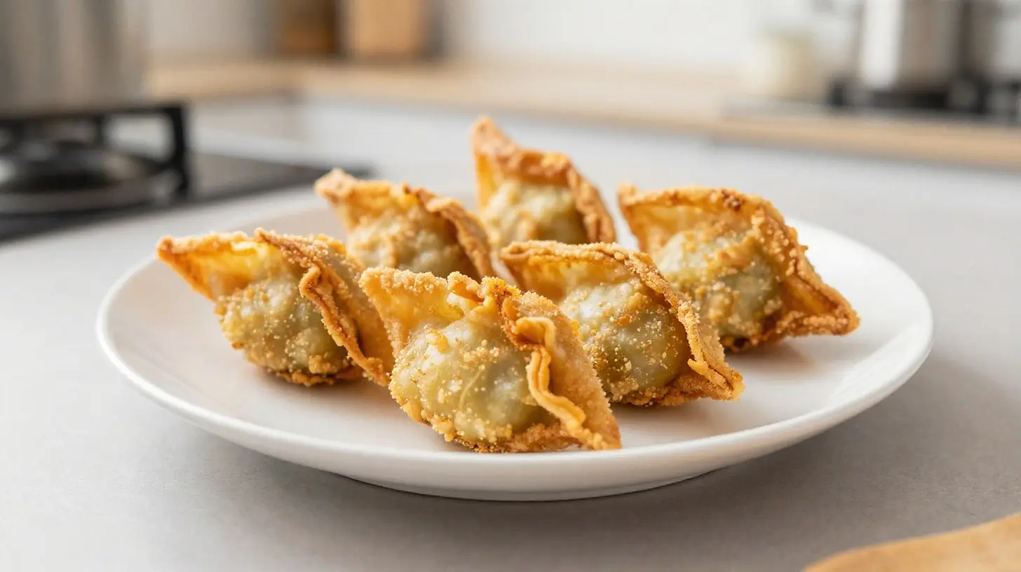 Délicieux wontons croustillants cuits à l'airfryer, parfaits pour un apéritif.