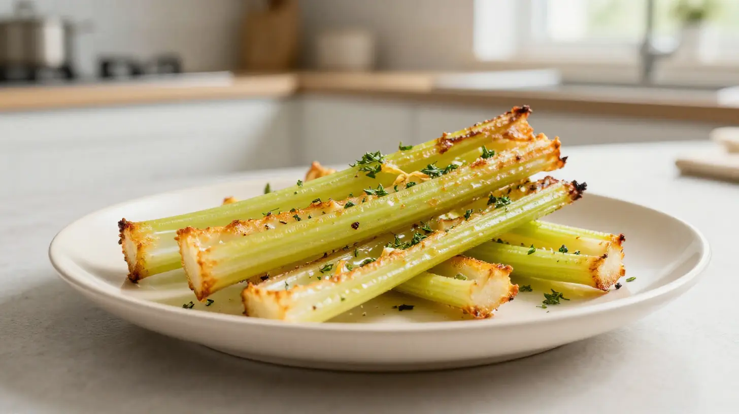 Délicieux céleri-rave rôti au airfryer, croustillant à l'extérieur et tendre à l'intérieur.