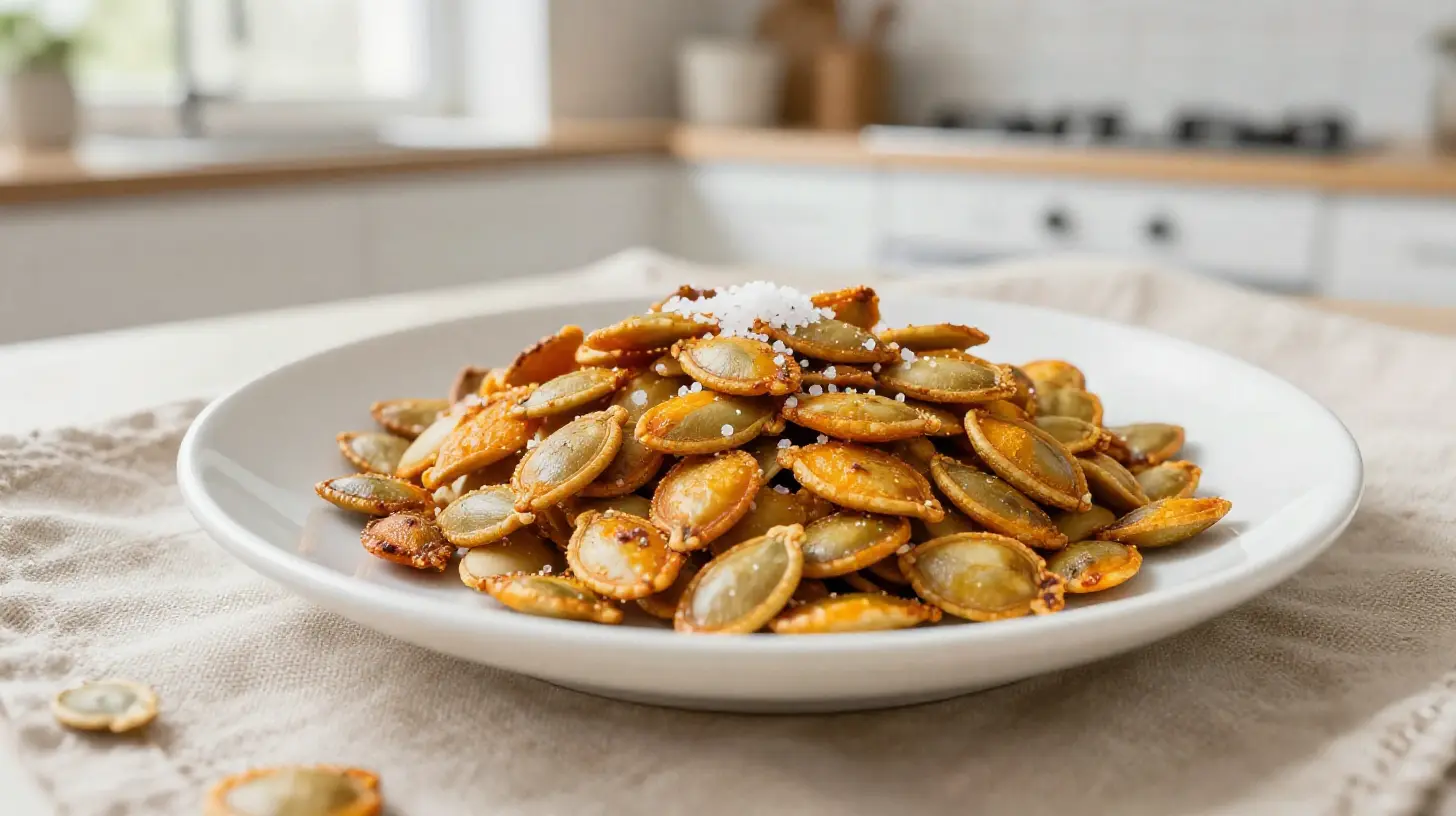 Savoureuses graines de courge grillées réalisées au airfryer, croquantes et délicieuses.